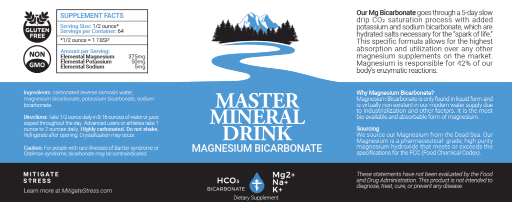 Master Mineral Drink label